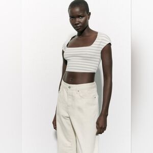 NWT ZARA Novelty Stretch Knit Top